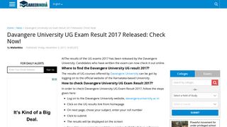 Davangere University UG Exam Result 2017 Released: Check Now ...