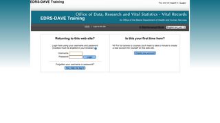 EDRS-DAVE Training: Login to the site - In Maintenance Mode