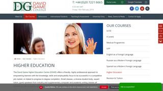 Further & Higher Education - DG College London - David Game College