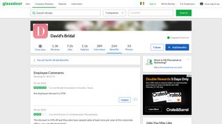 David's Bridal Employee Benefit: Employee Discount | Glassdoor.ie