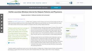 DaVita Launches Wireless Internet for Dialysis Patients and ...
