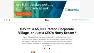 DaVita: a 65,000 Person Corporate Village, or Just a CEO's Nutty ... - Inc.