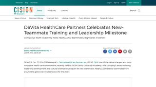 DaVita HealthCare Partners Celebrates New-Teammate Training and ...