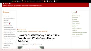 Beware of davmoney.club - it is a Fraudulent Work-From-Home Website