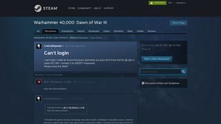 Can't login :: Warhammer 40,000: Dawn of War III General Discussions