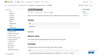 USERNAME function (DAX) - DAX | Microsoft Docs