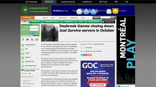 Gamasutra - Daybreak Games closing down Just Survive servers in ...