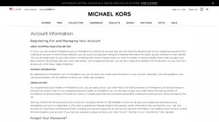 Account Information | Michael Kors