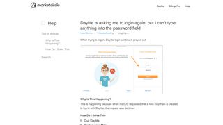 Daylite is asking me to login again, but I can't type anything into the ...