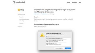Daylite is no longer allowing me to login or sync on my Mac and iOS ...