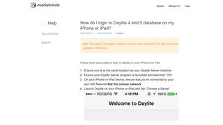 How do I login to Daylite 4 and 5 database on my iPhone or iPad ...