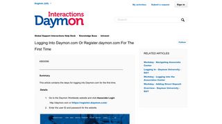 Logging into Daymon.com or Register.daymon.com for the first time ...