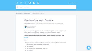 Problems Syncing in Day One | Day One Help