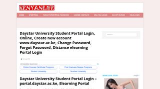 Daystar University Student Portal Login - portal.daystar.ac.ke, Elearning