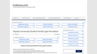 Daystar University Student Portal Login Procedure - Unikenya.com
