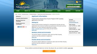 Applicant information - Volusia County