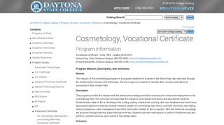 Daytona State College - Cosmetology, Vocational Certificate