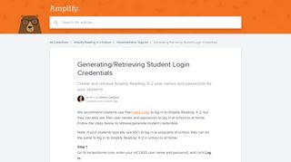 Generating/Retrieving Student Login Credentials | Amplify Help Center