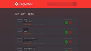 dazn.com passwords - BugMeNot