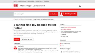 I cannot find my booked ticket online - Beantwortet - Die Service ...