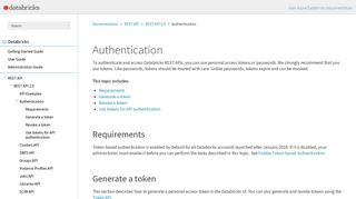 Authentication — Databricks Documentation