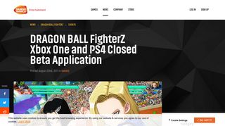 DRAGON BALL FighterZ Xbox One and PS4 Closed Beta Application