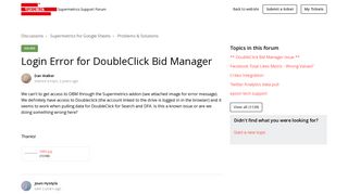 Login Error for DoubleClick Bid Manager : Supermetrics Support Forum