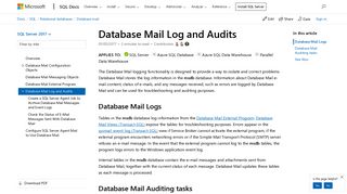 Database Mail Log and Audits - SQL Server | Microsoft Docs