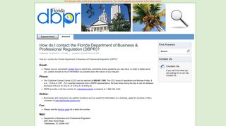 How do I contact the Florida Department of Business ... - DBPR