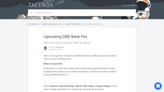 Uploading DBS Bank File | Talenox Knowledge Centre
