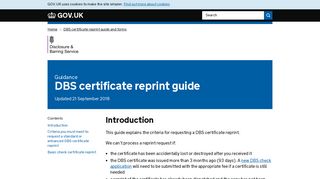 DBS certificate reprint guide - GOV.UK