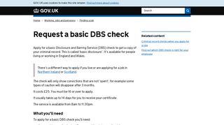 Request a basic DBS check - GOV.UK