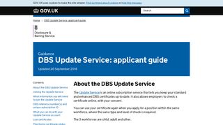 DBS Update Service: applicant guide - GOV.UK