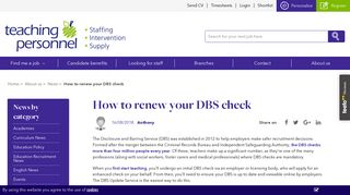 How to renew your DBS check - Teaching Personnel