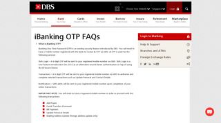 General FAQ on iBanking OTP | DBS Bank Singapore