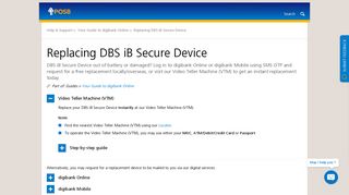 Replacing DBS iB Secure Device | POSB Singapore