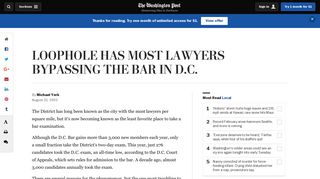 LOOPHOLE HAS MOST LAWYERS BYPASSING THE BAR IN D.C. ...
