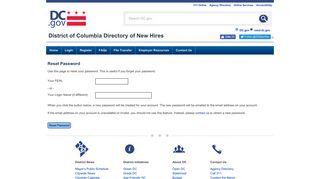 Reset Password - District of Columbia Directory of ... - DC-NewHire.com