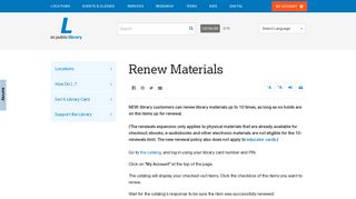 Renew Materials | District of Columbia Public Library - DC Public Library