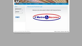 MetroAccess Paratransit Login - WMATA