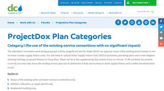 ProjectDox Plan Categories - DC Water