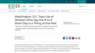 Washington, D.C. Tops List of Workers Who Say the 9 to 5 Work Day is ...