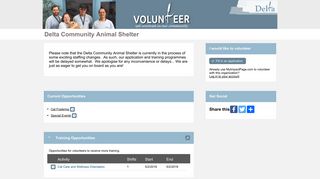 MyVolunteerPage - Delta Community Animal Shelter