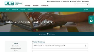 Online and Mobile Banking FAQs - Desert Community Bank