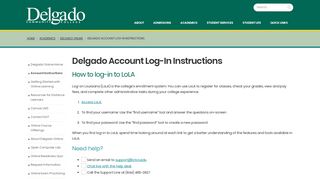 Delgado Account Log-In Instructions - Delgado Community College