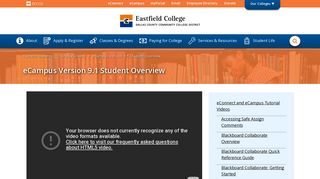 eCampus Version 9.1 Student Overview : Eastfield College