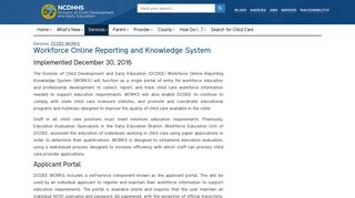 Workforce Online Reporting and Knowledge System - DCDEE WORKS