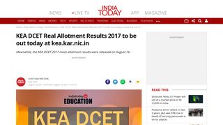 KEA DCET Real Allotment Results 2017 to be out today at kea.kar.nic ...