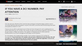 If You Have a DCI Number: Pay Attention | MAGIC: THE GATHERING