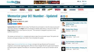 Memorize your DCI Number - Updated | Article by Alex Ullman